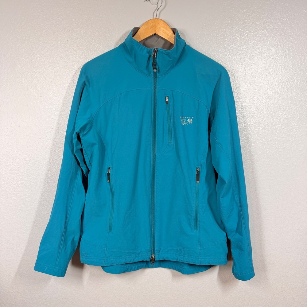 Mountain Hardwear Softshell Jacket Women L Teal Blue Chockstone Full Zip